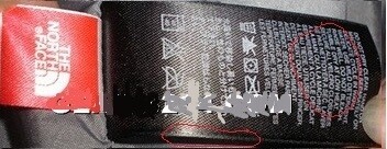 北面The North Face 羽绒服怎么辨别真假,户外衣服细节签别7